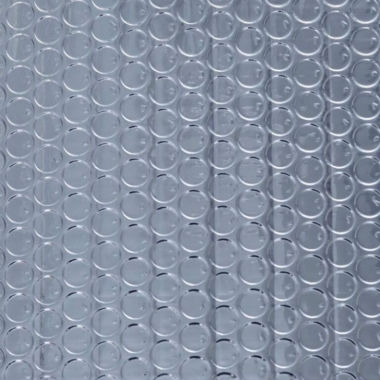 Clip of transparent bubble wrap used for packaging insulation and cushioning.