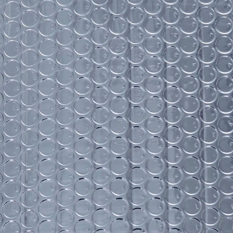 Clip of transparent bubble wrap used for packaging insulation and cushioning.
