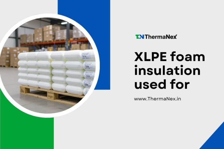 XLPE foam insulation rolls stored in warehouse for thermal insulation solutions, energy-efficient building insulations, and HVAC applications.