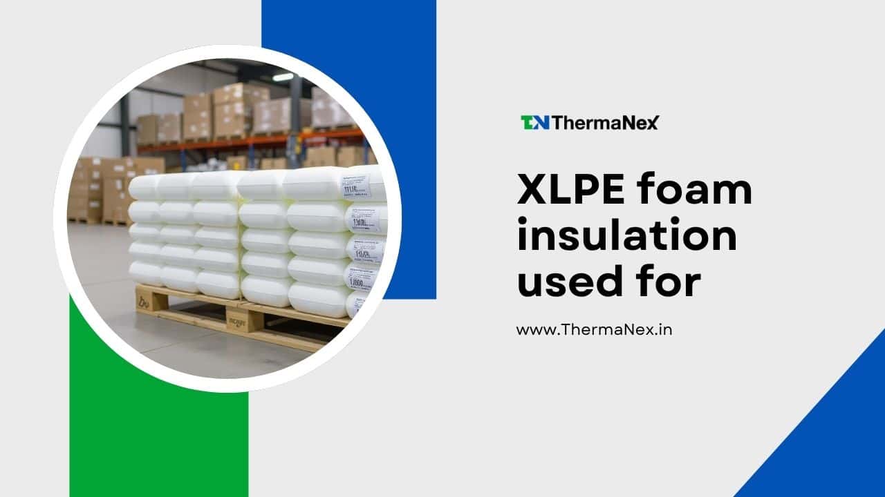 XLPE foam insulation rolls stored in warehouse for thermal insulation solutions, energy-efficient building insulations, and HVAC applications.