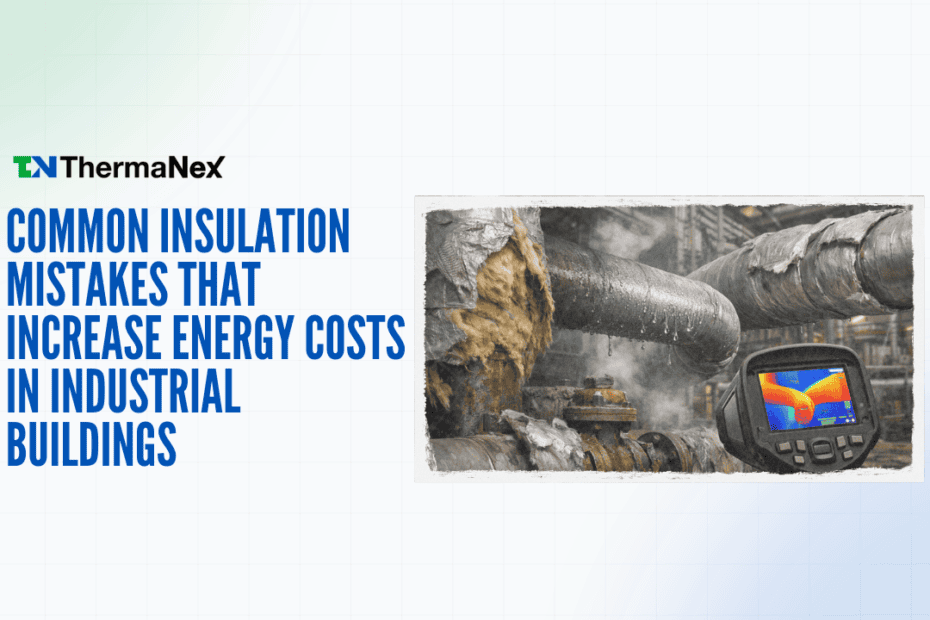 Thermal inspection of industrial pipes showing insulation issues with thermal imaging device.