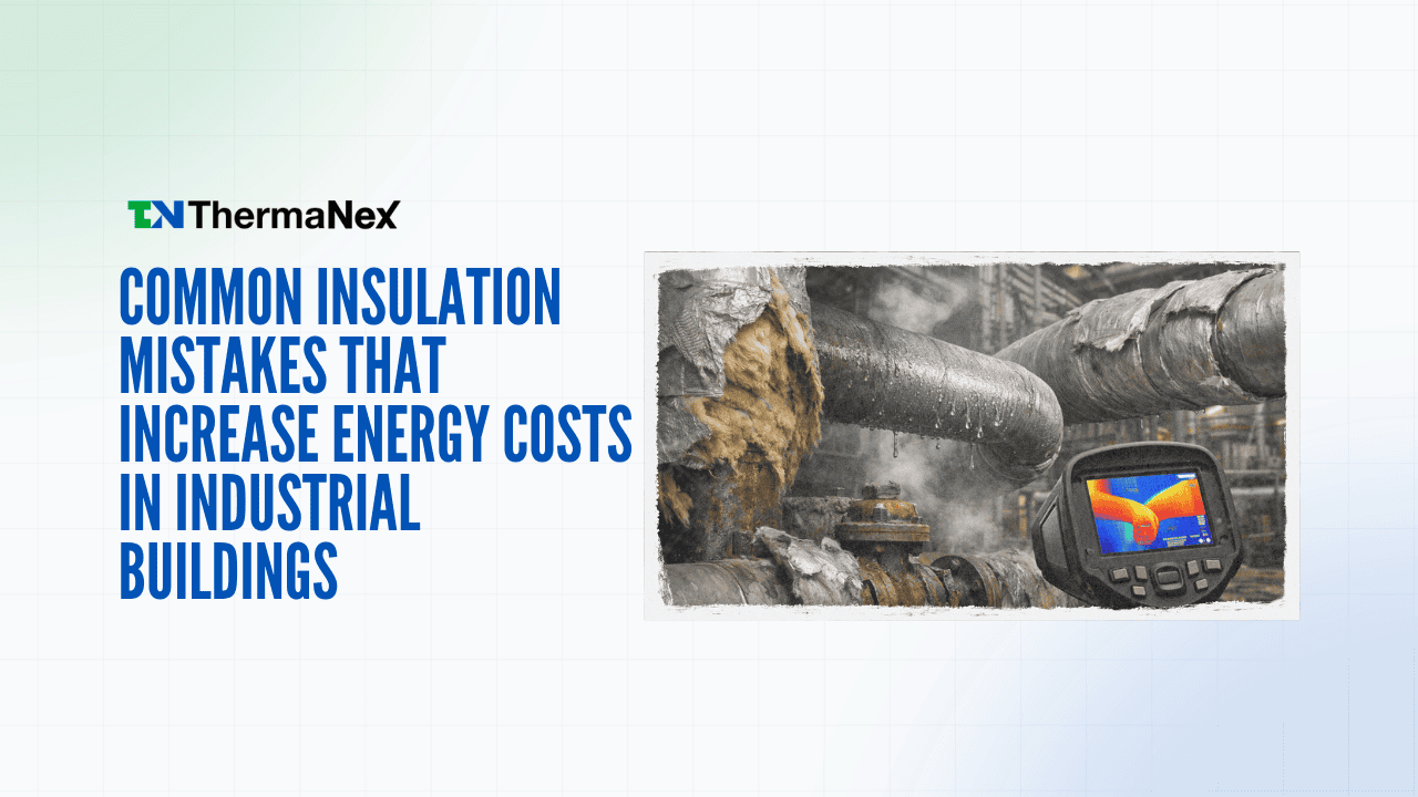 Thermal inspection of industrial pipes showing insulation issues with thermal imaging device.
